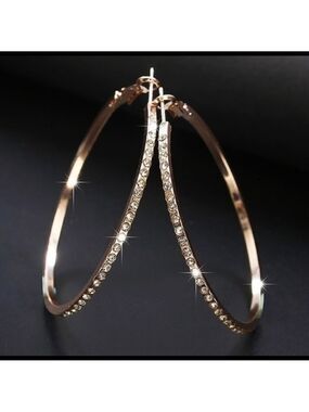 CRYSTAL Hoop Earrings Silver, Gold & Rose Gold